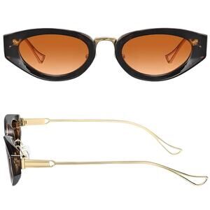 Tortoise Frame Gradient Brown Lens Cat Eye TR90 Sunglasses Metal Temple Trendy